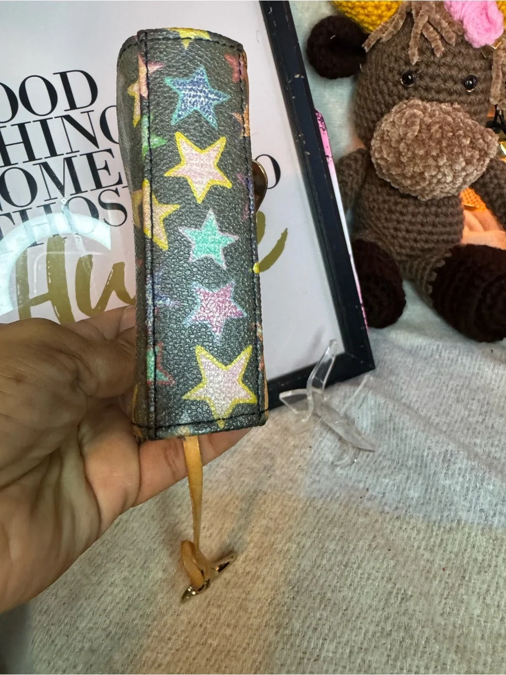 Dooney & Bourke Multicolor Star Print Card Case with Heart Charm